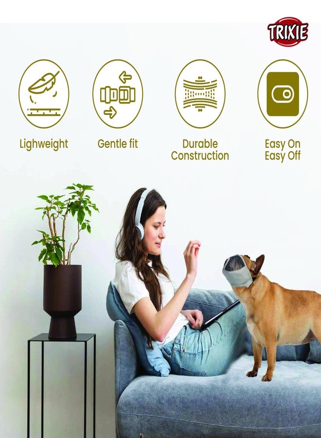 TRIXIE, Muzzle for Short-Nosed Breeds, Polyester, SM Short, Grey - Image 5